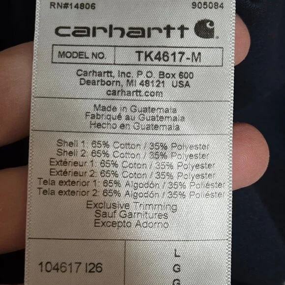 men's Carhartt Long Sleeve Pullover Shirt in Navy - Picture 7 of 8